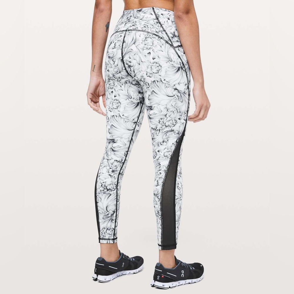 Lululemon Train Times 7/8 Leggings in light garden white black/ black